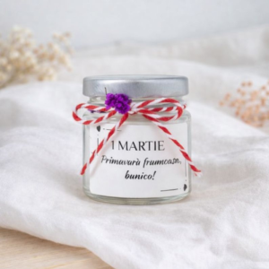 Martisor lumanare parfumata ceara soia pentru BUNICA