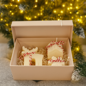 Set Cadou Crăciun – Lumânări din Ceară Naturală de Soia cu Aromă de Portocală