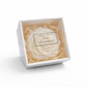 Lumânare Mărturie Nuntă Personalizată– Bujor Alb din Ceară de Soia