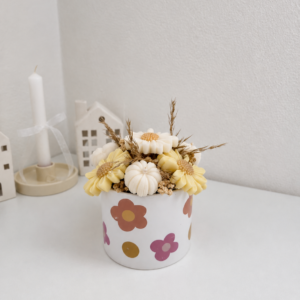 Buchet cu 7 lumânări de toamnă din ceară in vas de ceramică – Colecția Back to School